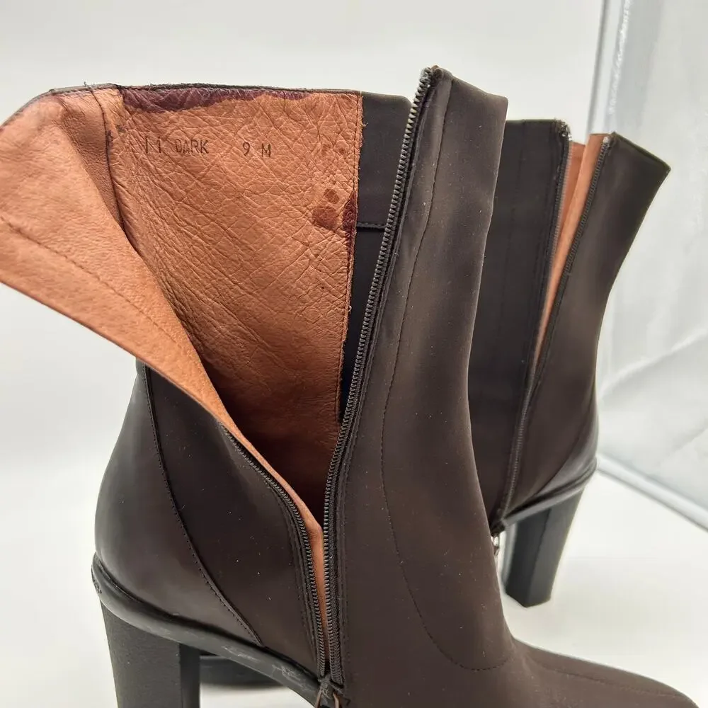 Donald J Pliner repe Elastic Mid Calf Boots Size 9 Brown Heeled Italy Designer